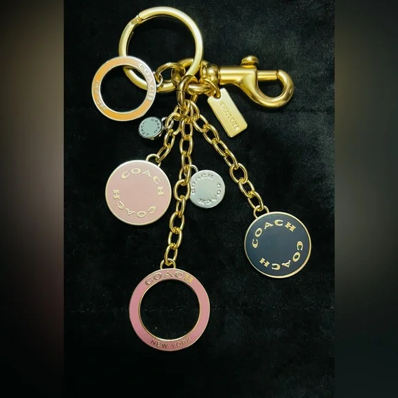 NEW COACH Multi Charm Circles Cluster Key Ring Keychain FOB NEW 1596 - Picture 2 of 7